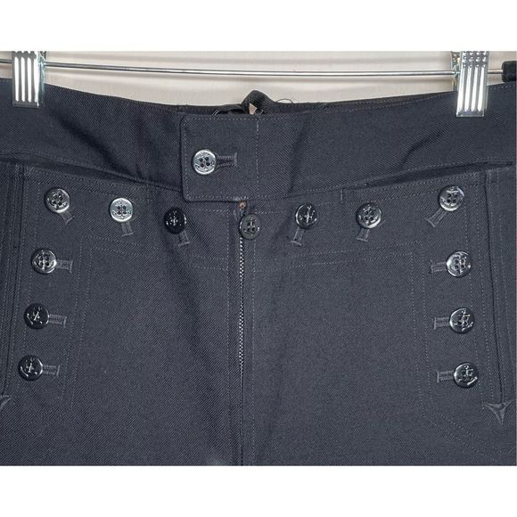 Vintage Navy Wide Leg Sailor Flared Black Zipper Front Pants size 30L - Picture 4 of 15